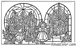 Christmas / Advent: Stained glass window with the Advent wreath