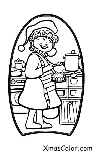 Christmas / Candy Canes: Mrs. Claus in the kitchen baking