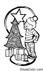 Christmas / Children: A boy decorating the Christmas tree
