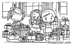 Christmas / Children: A child opening their presents on Christmas morning