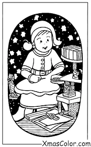 Christmas / Children: A girl writing a letter to Santa