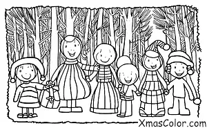 Christmas / Choosing and Cutting Down a Christmas Tree: A family is choosing a Christmas tree in the forest