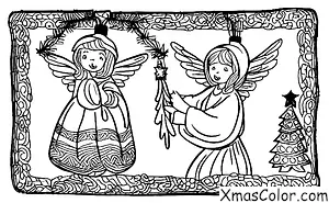 Christmas / Christmas Angels: A Christmas angel decorating a Christmas tree