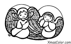 Christmas / Christmas Angels: A Christmas angel watching over children while they sleep