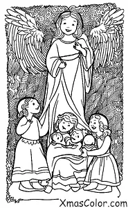 Christmas / Christmas Angels: An angel bringing a message to a family