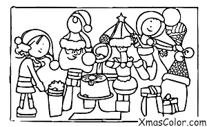 Christmas / Christmas cake: A group of people decorating a Christmas cake