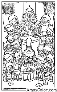 Christmas / Christmas cake: Santa and his elves making a CHRISTMAS CAKE