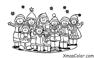 Christmas / Christmas carolers: Christmas carolers around a Christmas tree