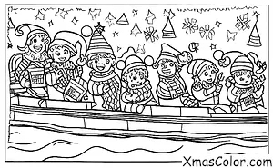 Christmas / Christmas carolers: Christmas carolers in a boat