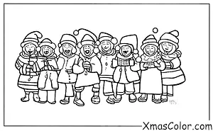 Christmas / Christmas carolers: Christmas carolers singing in the snow