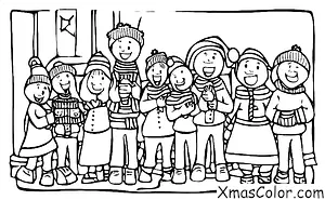Christmas / Christmas carolers: Christmas carolers standing in front of a fireplace