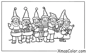 Christmas / Christmas carolers: Santa and his elves singing Christmas carols in the workshop