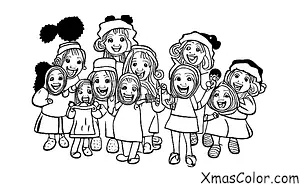 Christmas / Christmas caroling: A group of children caroling