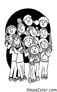 Christmas / Christmas caroling: A group of teenagers caroling