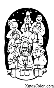Christmas / Christmas caroling: Christmas carolers singing around a bonfire