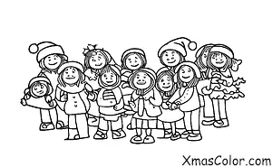 Christmas / Christmas choir: A group of people of all ages singing Christmas carols together