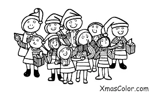 Christmas / Christmas choir: A group of people singing Christmas carols in a church