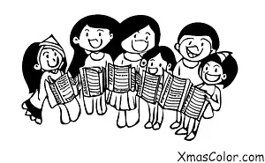 Christmas / Christmas choir: A group of teenagers singing Christmas carols together