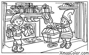 Christmas / Christmas Elf: Christmas Elf delivering presents to good children