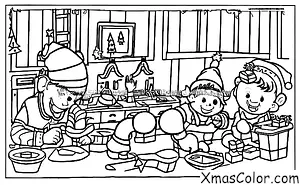 Christmas / Christmas Elf: Christmas Elf making toys in Santa's workshop