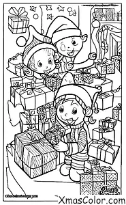 Christmas / Christmas Elf: Christmas Elf wrapping presents