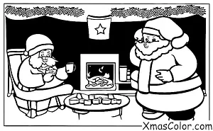 Christmas / Christmas Eve: Santa eating cookies and milk