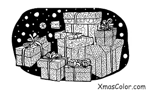 Christmas / Christmas Gifts: A stack of presents with different sizes and shapes