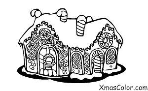 Christmas / Christmas gingerbread houses: A gingerbread house with a Christmas wreath