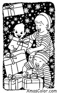 Christmas / Christmas in America: A child opening a Christmas present