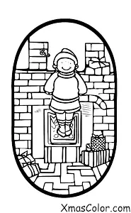 Christmas / Christmas in America: A child peeking down the chimney