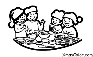 Christmas / Christmas in America: A family cooking Christmas dinner together