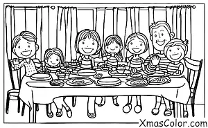 Christmas / Christmas in America: A family gathered around the dinner table