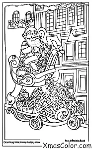 Christmas / Christmas in the city: Santa riding his sleigh through the city streets