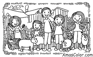 Christmas / Christmas in the country: A family visiting a farm