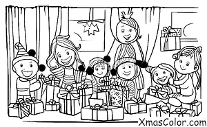 Christmas / Christmas in the present: Children opening presents on Christmas morning