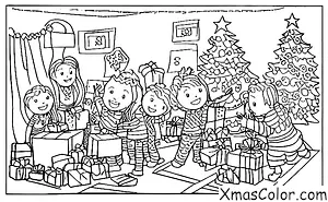 Christmas / Christmas in the suburbs: Children opening presents on Christmas morning