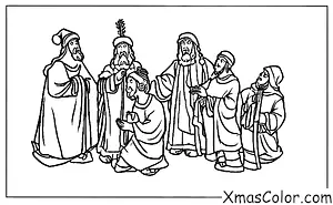 Christmas / Christmas Miracle: The three Wise Men bringing gifts to Jesus