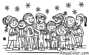 Christmas / Christmas music: A group of people singing Christmas carols