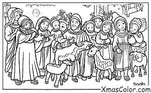 Christmas / Christmas Pageants: The shepherds coming to see the baby Jesus