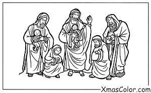 Christmas / Christmas Pageants: The Three Wise Men bringing gifts to the Baby Jesus