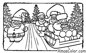 Christmas / Christmas Parades: Santa Claus leading the parade