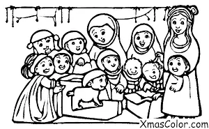 Christmas / Christmas plays: A group of children acting out the nativity scene