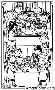 Christmas / Christmas Spirit: A family sharing a meal together on Christmas Day