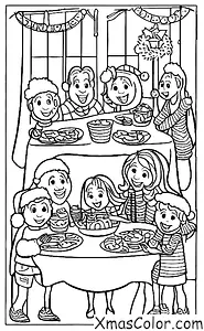 Christmas / Christmas traditions: A family celebrates Christmas Eve with a special dinner