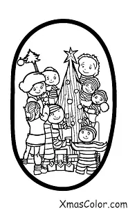 Christmas / Christmas Tree Decorating: A family decorating their Christmas tree together