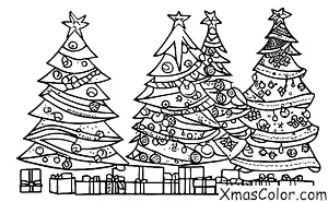 Christmas / Different ways to decorate a Christmas tree: A Christmas tree decorated with ornaments