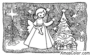 Christmas / Different ways to decorate a Christmas tree: A Christmas tree with an angel on top