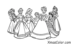 Christmas / Disney Christmas: Disney Princesses decorating the Christmas tree