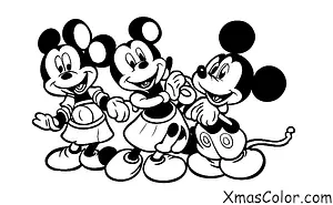 Christmas / Disney Christmas: Mickey and Minnie decorating the Christmas tree