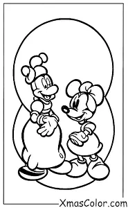 Christmas / Disney Christmas: Mickey Mouse and Minnie Mouse decorating their Christmas tree